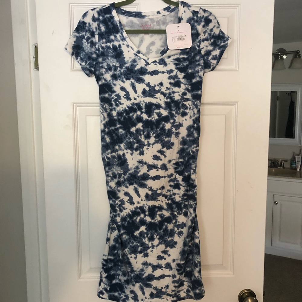 BMWT Isabelle maternity blue tie dye dress, size S